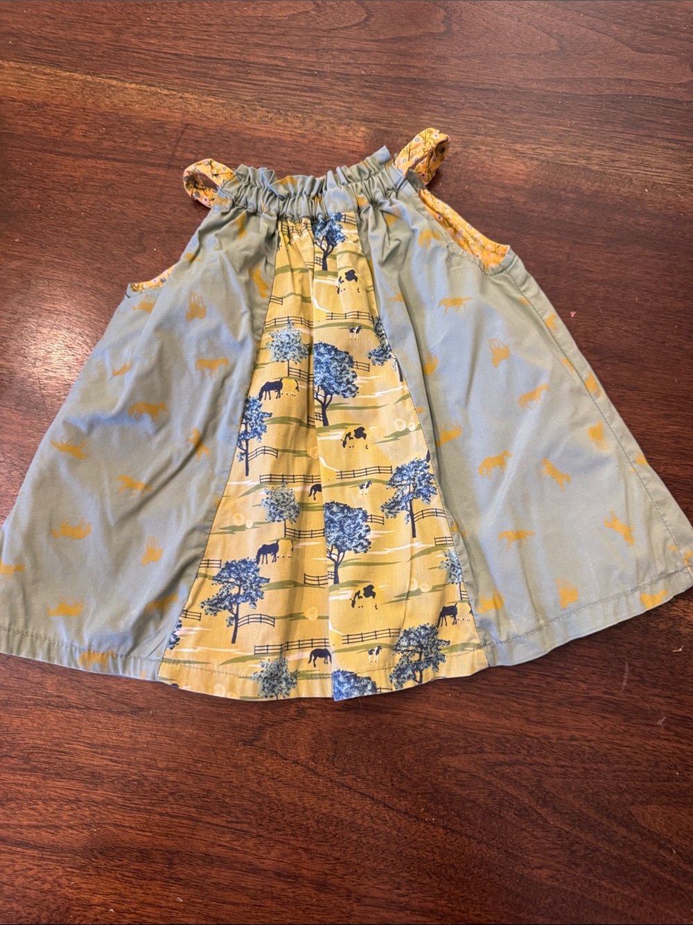 Matilda Jane Girls' Yellow & Light Blue Farm Animal Sundress Top